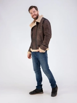 Дубленка мужская натуральная авиатор зимняя Турция