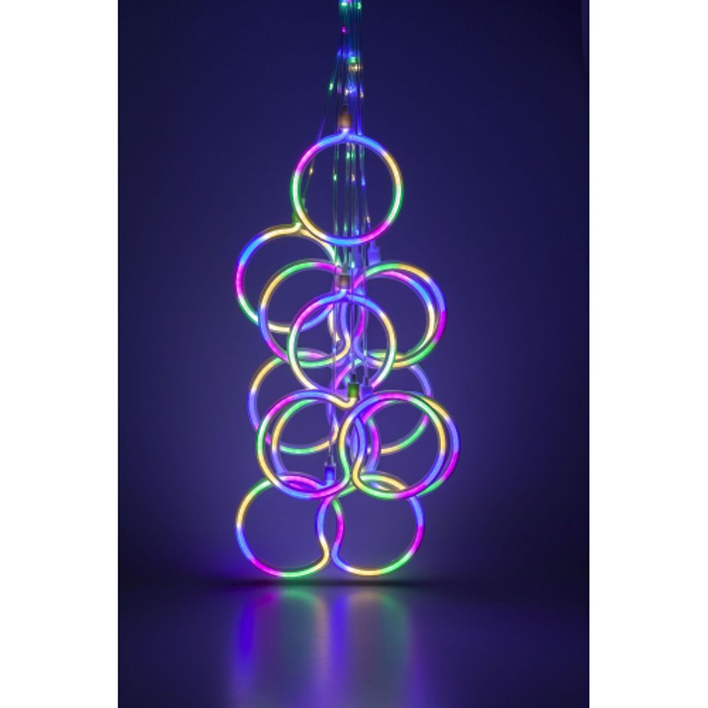 Светодиодная новогодняя гирлянда ЭРА ЕGNIG - RI занавес Неоновые кольца 8 режимов 2,4*0,65 м мультиколор IP20 | Гирлянды