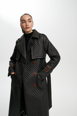 Тренч стеганый черный осень old