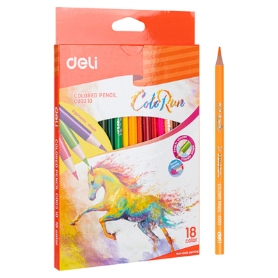 Карандаши цветные Deli "ColoRun", 18 цветов, дерево, картон