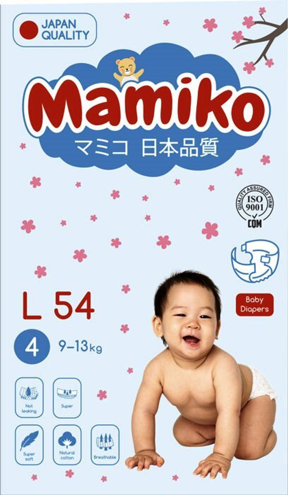 Подгузники Mamiko L (9-13 кг) 54 шт