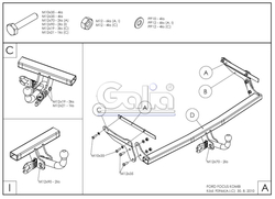 Оцинкованный фаркоп на Ford Focus II универсал 2004-2011 (без электрики), Galia F096C