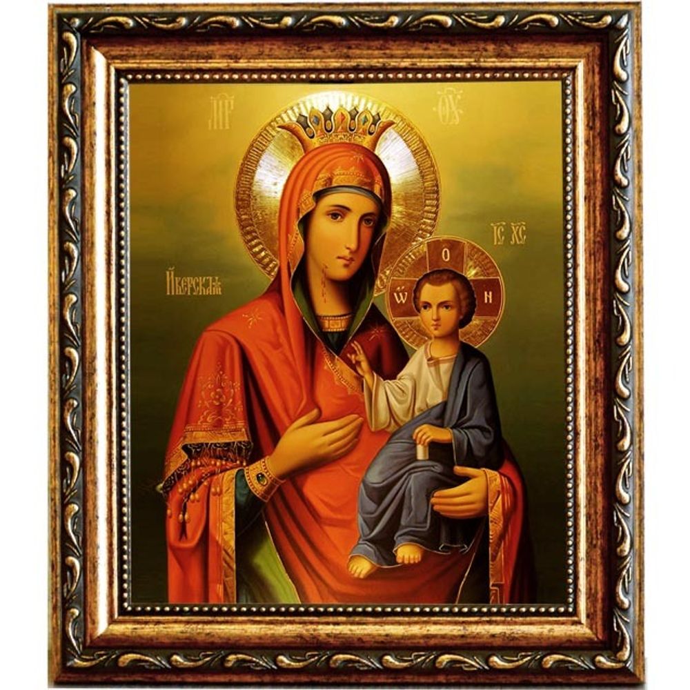 Иверская (Вратарница, Портатисса) икона Божьей Матери на холсте.