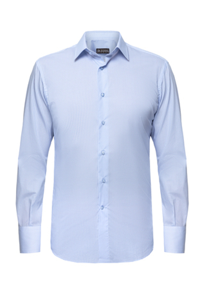 Рубашка бело-голубая с геометрическим узором