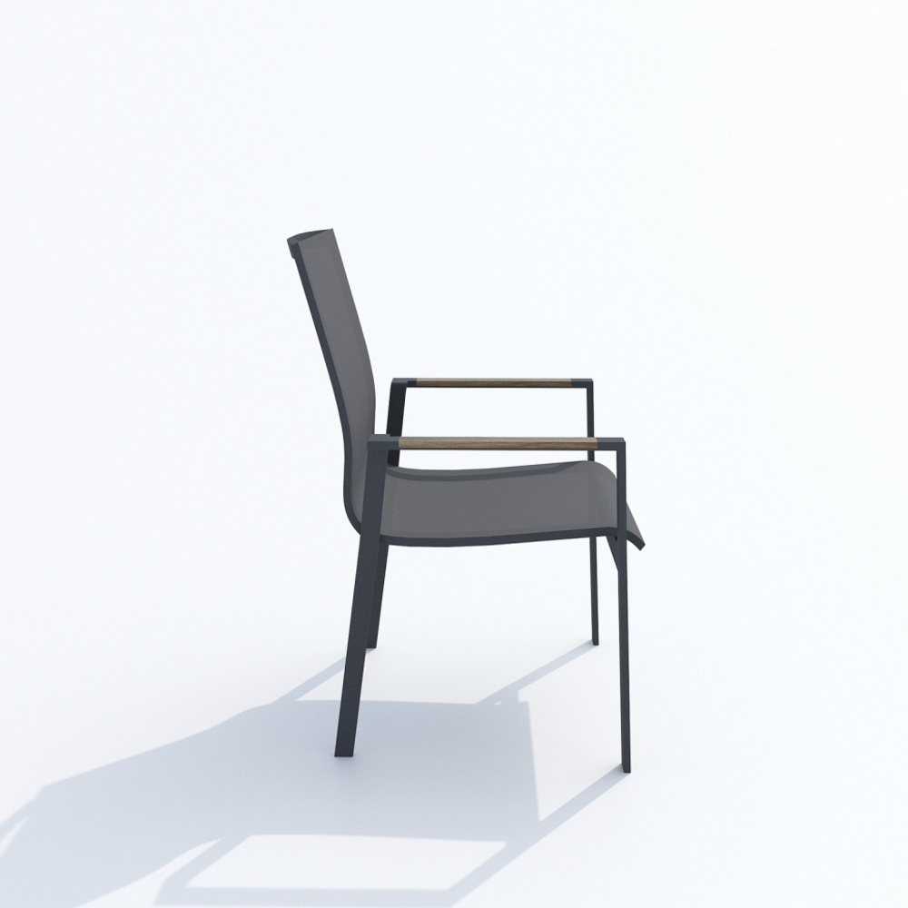 Обеденная группа Ideal Patio МИРРА СОЛА каркас карбон, стол поливуд 180, текстилен серый