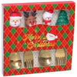 Набор для десерта «Новогодний микс» 4предмета (2ложки+2вилки) в подарочной коробке,цвет золото