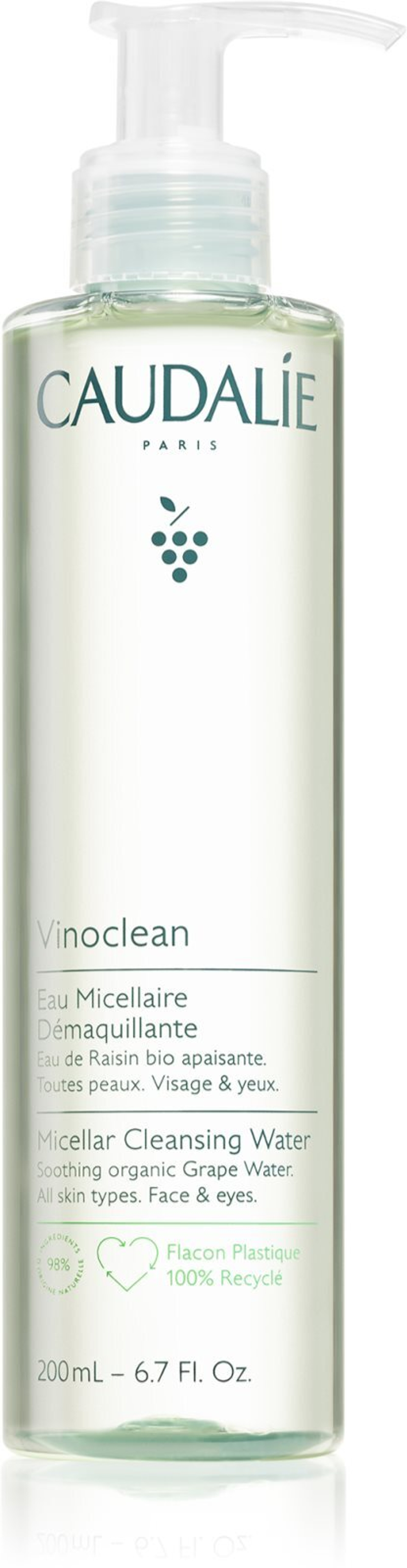 Caudalie Vinoclean - очищающая мицеллярная жидкость для лица и области вокруг глаз /   200  ml  / GTIN 3522930003090
