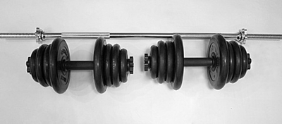 Комплект 2 гантели и гриф прямой общий вес 55 кг арт1