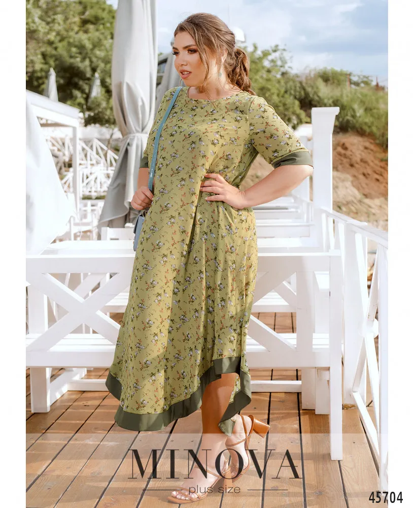Платье 0165-олива-цветы Minova