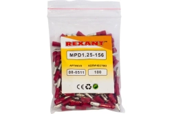 Штекерный разъем REXANT, изолированный, штекер 4 мм, 0.5-1.5 мм.кв, красный 100 шт 08-0511