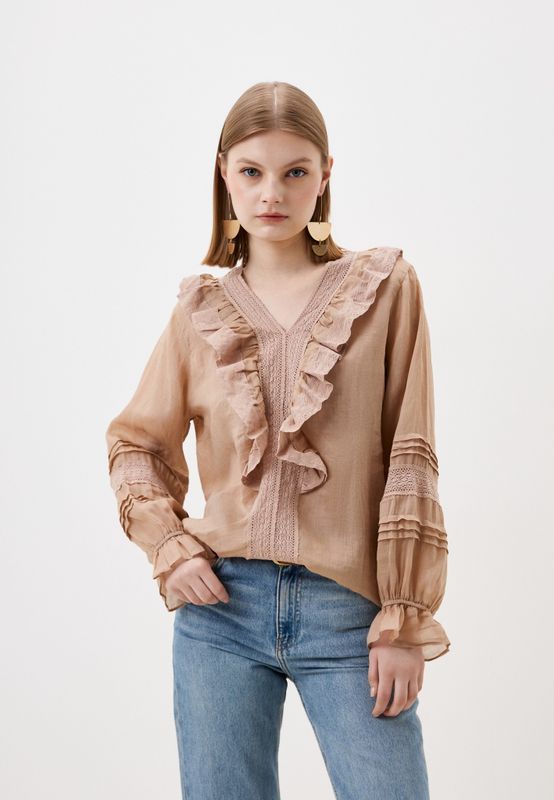 Блуза льняная с рюшами