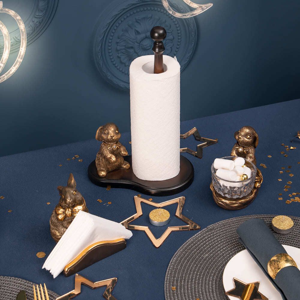 Фруктовница Кролик Эйприл Бронза с чашей из стекла