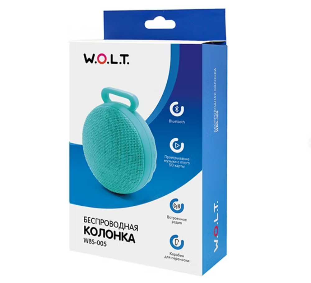 Портативная акустика W.O.L.T. WBS-005 Blue (q)