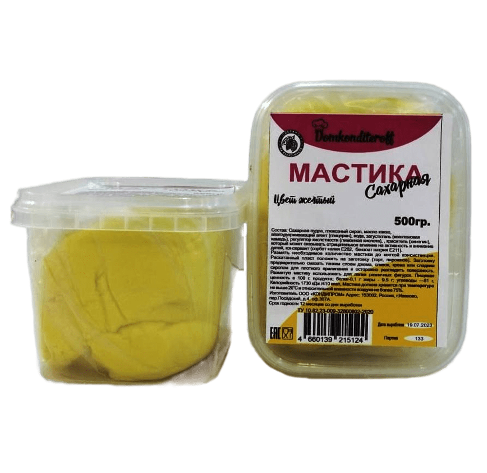 Мастика на какао масле Domkonditeroff 0.5 кг ЖЕЛТАЯ