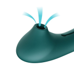 Зелёный вибростимулятор с пульсацией, вакуумной стимуляцией и функцией нагрева Zalo Queen G-spot PulseWave Vibrator with Suction Sleeve Jewel Green