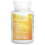 Bio Nutrition, Витамин B12, вишня, 6000 мкг, 50 жевательных таблеток