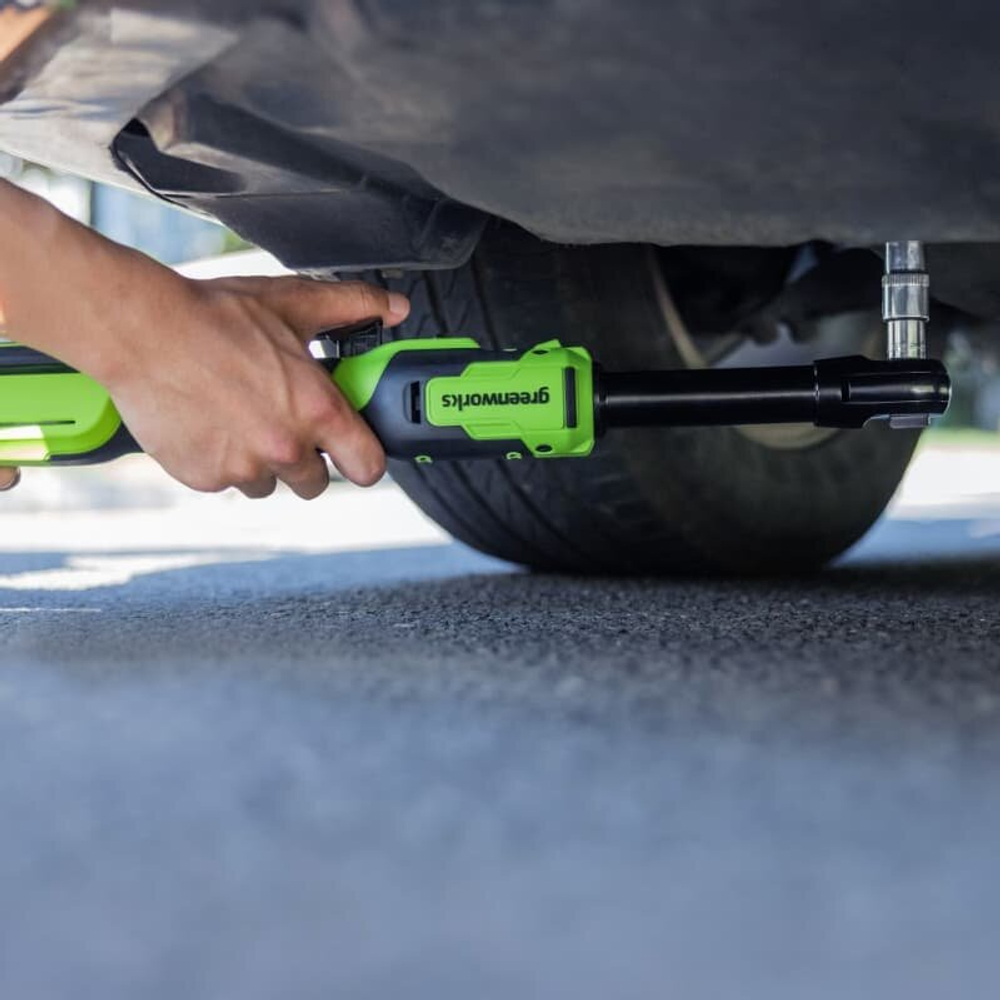 Гайковерт-трещотка Greenworks GD24RWX удлиненная, 24V, бесщеточная, 1/2", 80Нм, редуктор 170 мм, без АКБ и ЗУ (3803907)