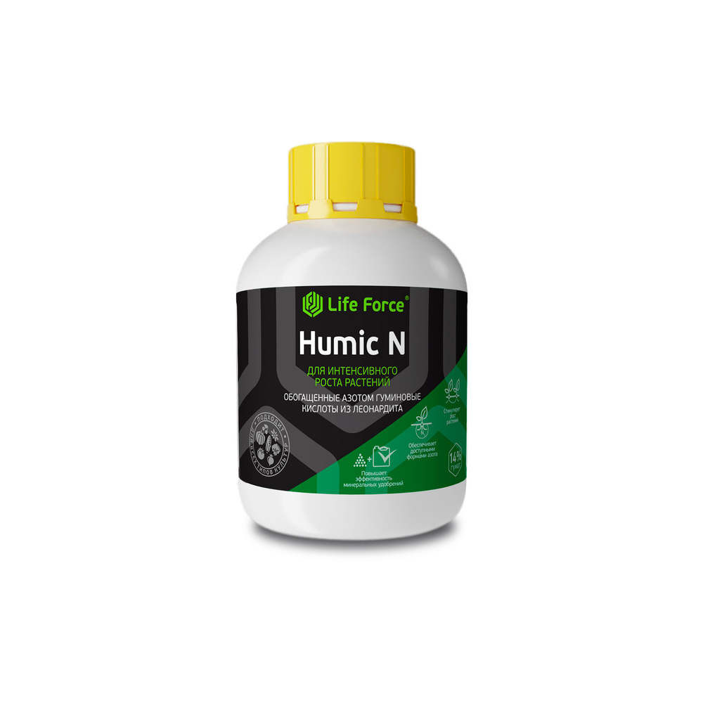 Жидкое удобрение с гуминовыми кислотами и азотом Life Force Humic N бутылка 0,5 литра