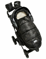 Конверт зимний меховой AMAROBABY Snowy Travel Космос, черный, 105 см.