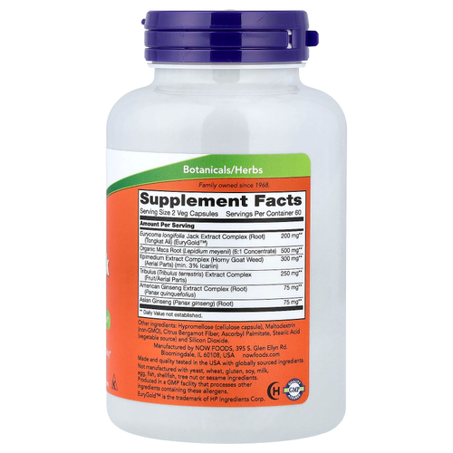 NOW Foods, TestoJack 200™, 120 растительных капсул