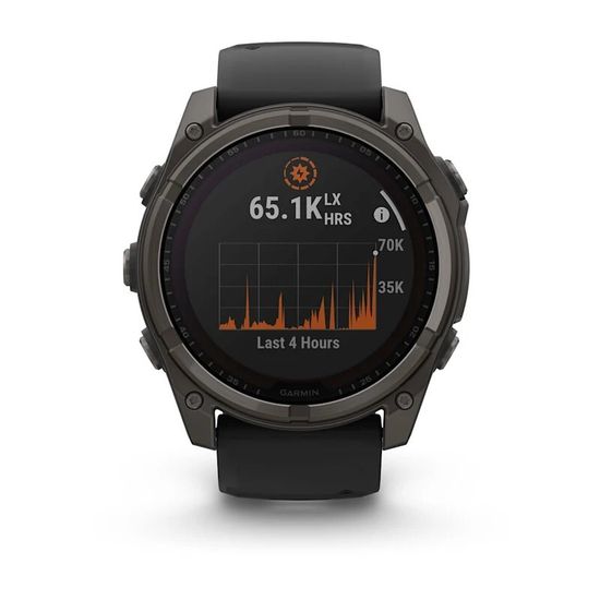 Умные часы Garmin Fenix 8, 51 мм, Solar, Sapphire Carbon Gray DLC Titanium with Black/Pebble Gray Silicone