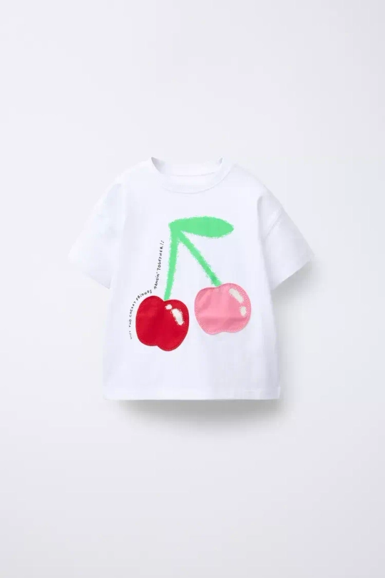 ZARA ФУТБОЛКА С ПРИНТОМ, БЕЛЫЙ