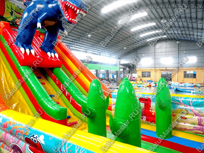 Детский надувной батут-горка "Зов динозавра", 10*5*7 м