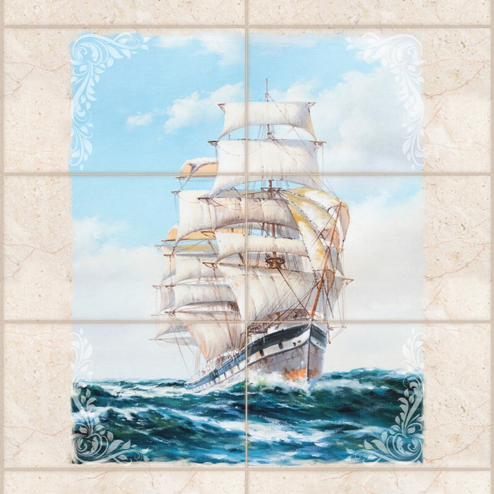 Панель ПВХ ВЕК фотопечать 3D матовая Старый город - Парусник-2 2700х500 мм