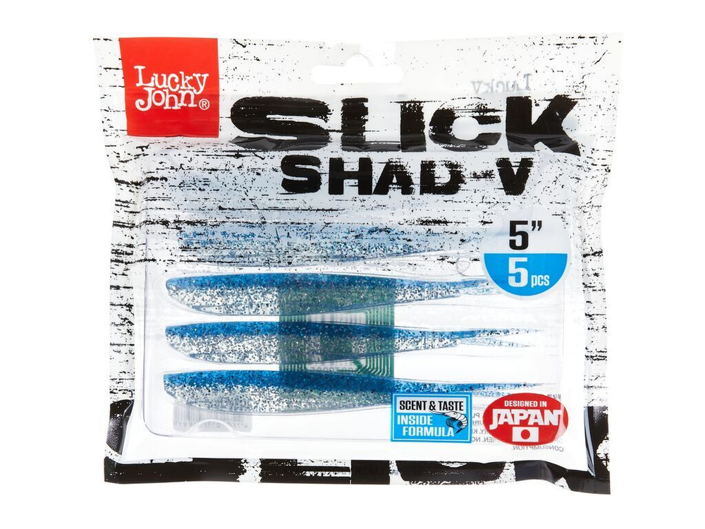 Виброхвост LJ 3D Slick Shad-V 5" (12.7 см), цвет 004, 5 шт.