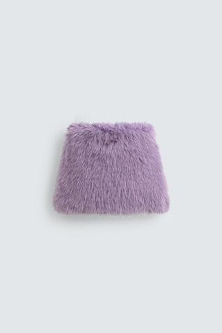 ZARA Х DISNEY МИНИ-ЮБКА ИЗ ИСКУССТВЕННОГО МЕХА, ЦВЕТ МАЛЬВЫ