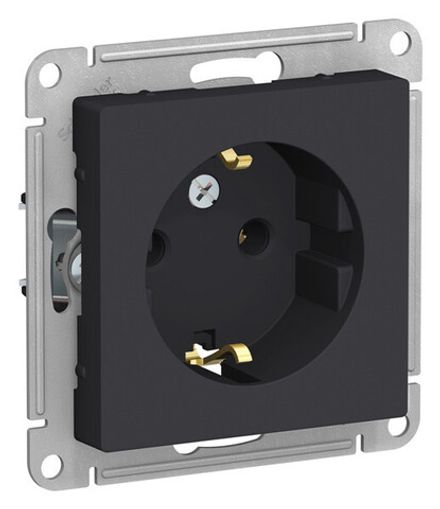 Розетка одноместная Systeme Electric AtlasDesign Карбон с/з 16А