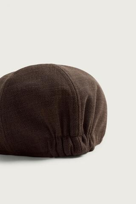 ZARA КЕПКА ИЗ ФАКТУРНОЙ ТКАНИ, КОРИЧНЕВЫЙ