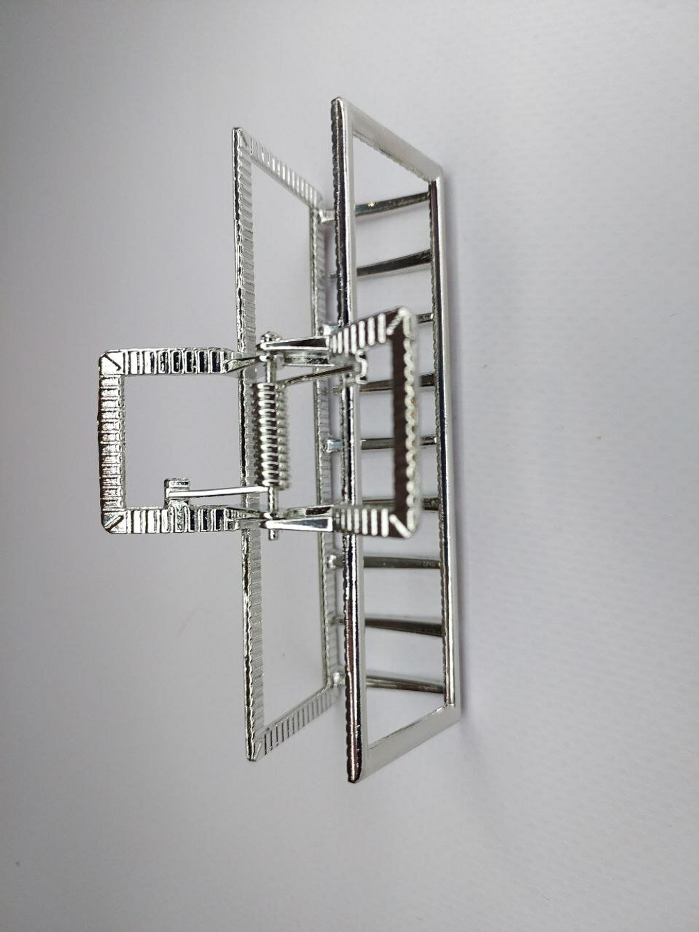 Заколка Краб для волос. Металл. Цвет Серебро. Квадратная. Усиленная