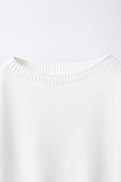 ZARA СВИТЕР С ВЫРЕЗОМ «ЛОДОЧКА», ЭКРЮ