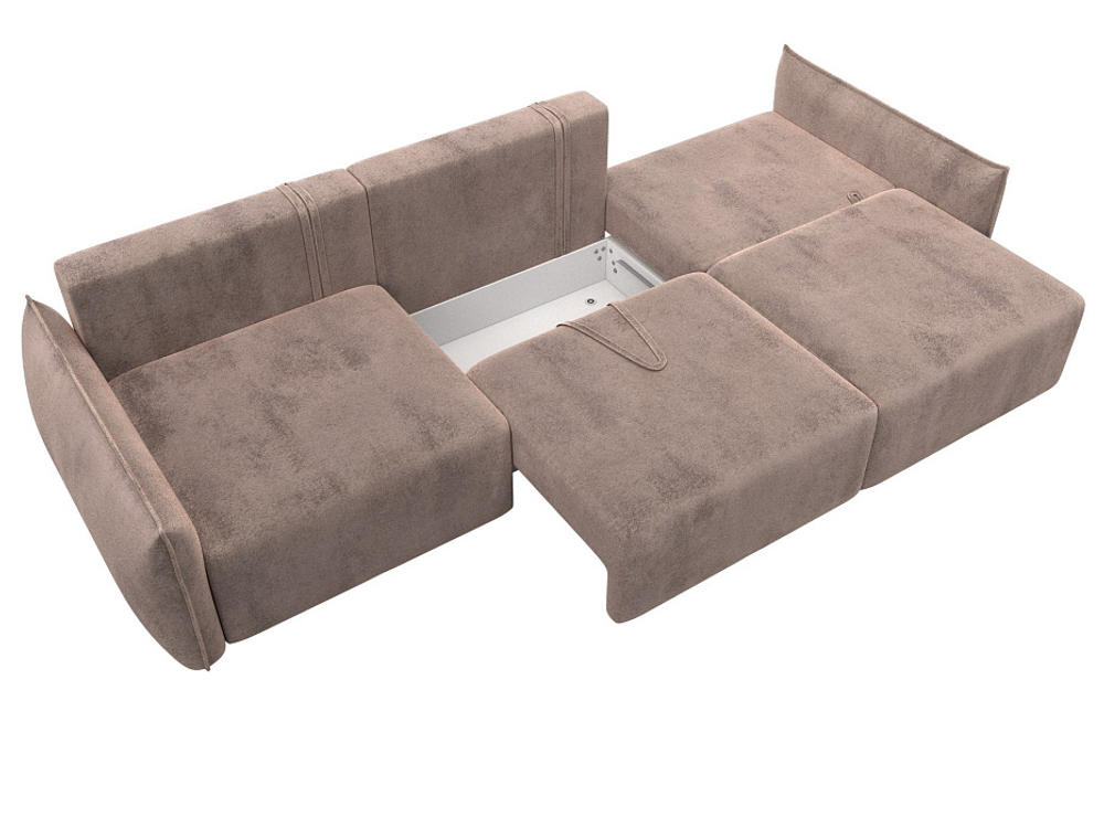 Диван прямой Лига-051 НПБ Лонг ВЕЛЮР TOWER 05 бежевый