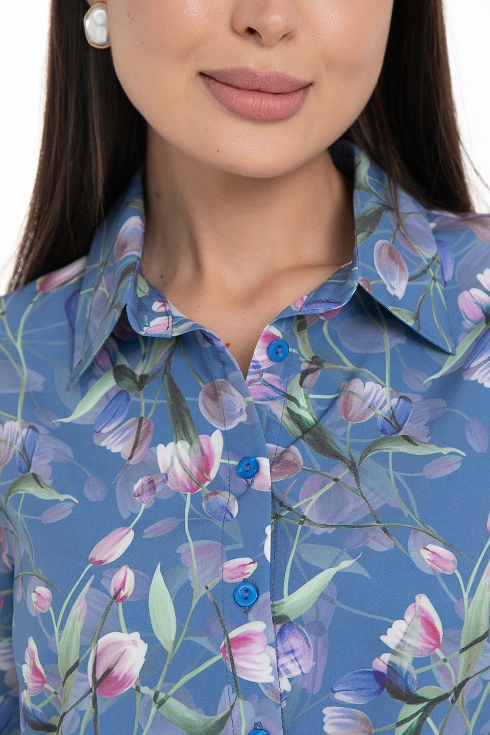Рубашка Жаклин (тюльпаны, блу) Diolche