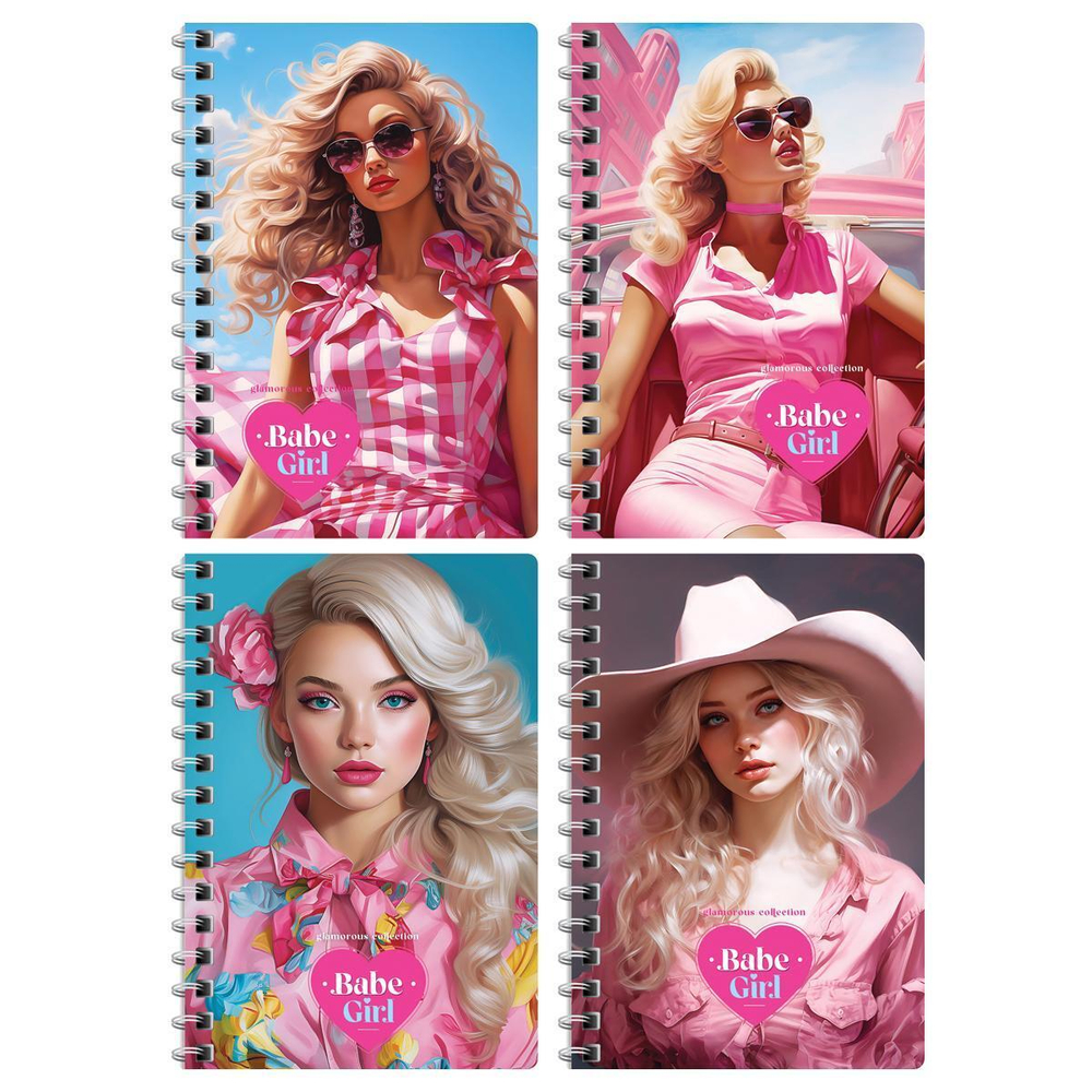 Записная книжка А6 80л. на гребне "Pink girls" (BG)