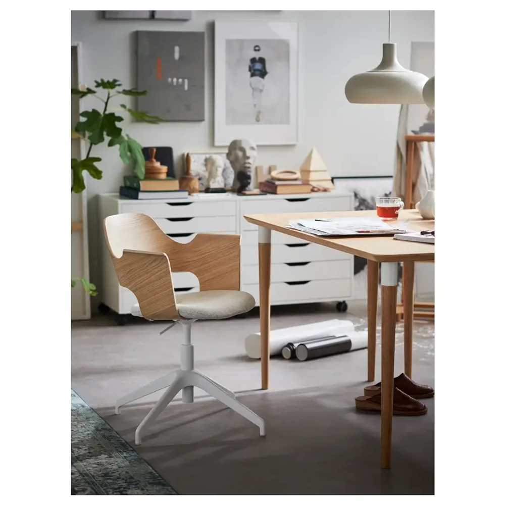 Офисный стул - IKEA FJÄLLBERGET /FJALLBERGET, 67x67x87см, белый/бежевый/светло-коричневый, ФЬЕЛЛБЕРГЕТ ИКЕА