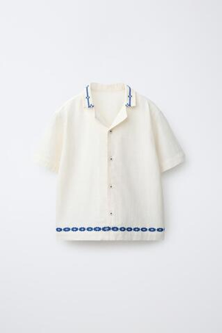 ZARA ПИЖАМА С ВЫШИВКОЙ, ЭКРЮ МЕЛАНЖ