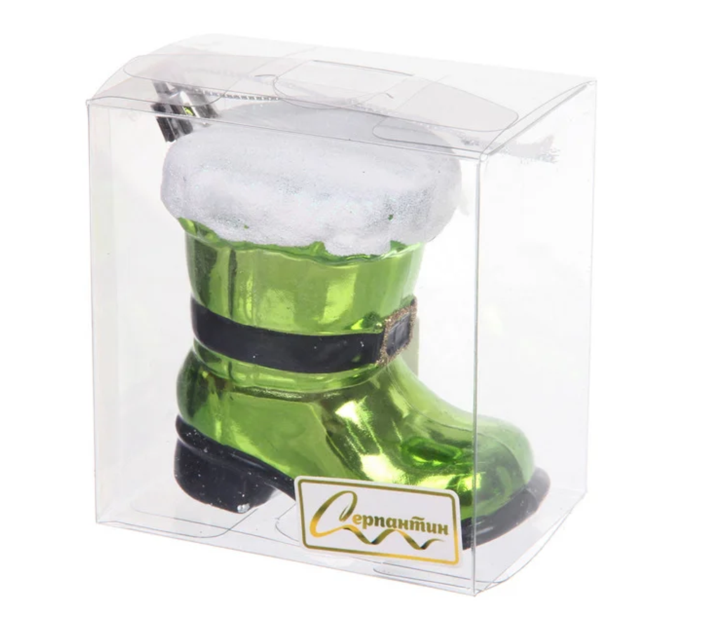 Елочная игрушка "Новогодний сапог" 8*5*8,5 см, Салатовый (Серпантин)