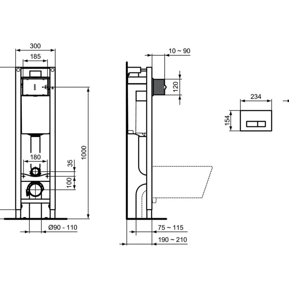 Комплект инсталляции Ideal Standard ProSys Eco Frame M с унитазом Connect E803501, сиденье микролифт E712701 (W220101)