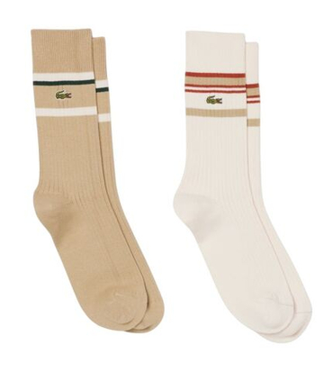 Теннисные носки Lacoste Striped 2P - beige/white
