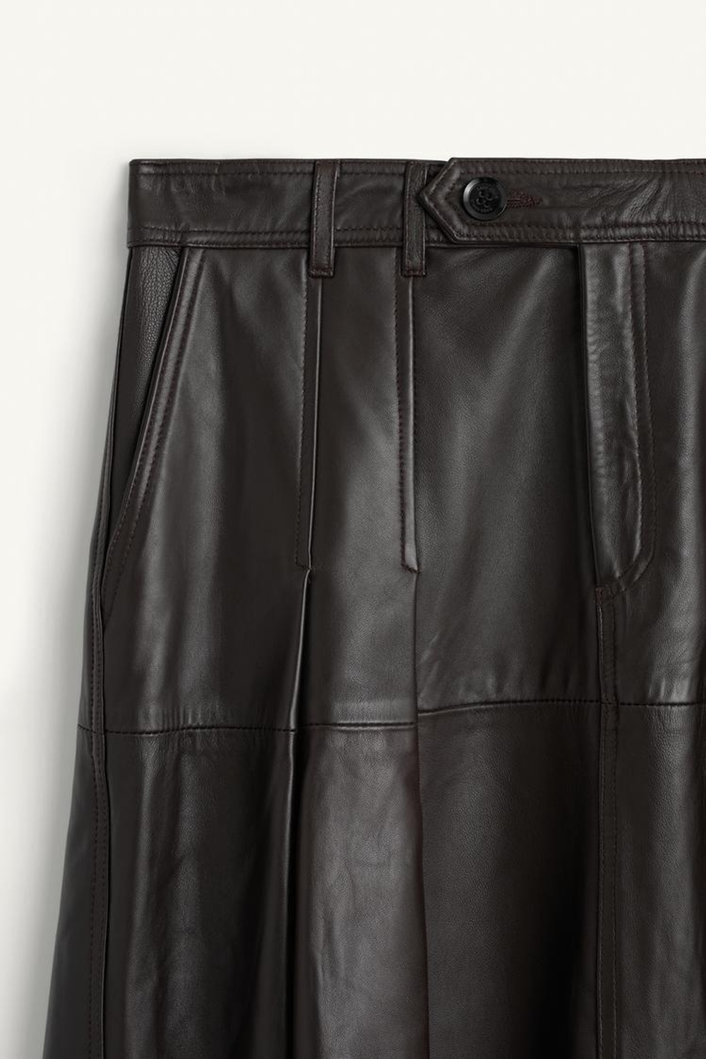 ZARA КОЖАНАЯ ЮБКА МИДИ, ШОКОЛАДНЫЙ