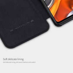 Кожаный чехол книжка от Nillkin для смартфона Xiaomi 11T и 11T Pro, черный цвет, серия Qin Leather