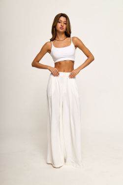 Кроп топ на бретелях из вискозы белого цвета