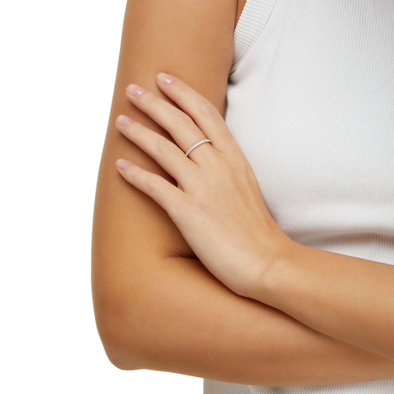 Кольцо Маленькое с Паве – Серебро, Прозрачное
