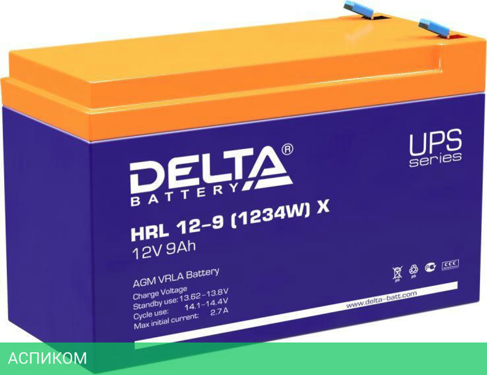 Аккумулятор для ИБП Delta 12В/9 А·ч (HRL 12-9 1234W X)