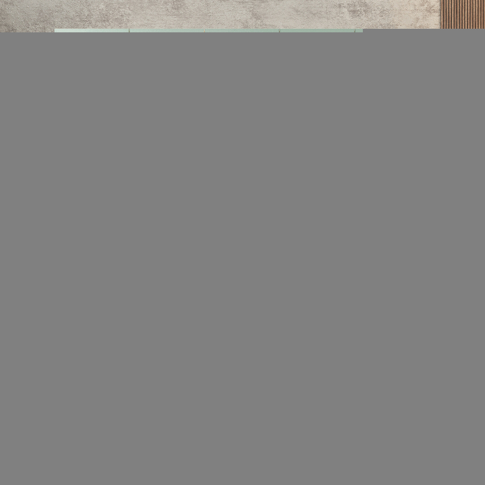 Шкаф Агератум МДФ четырехсекционный с антресолью и стеллажом Лайн шалфей (0,27) А10024 матовая - Дуб Сонома 3025  220*45*260