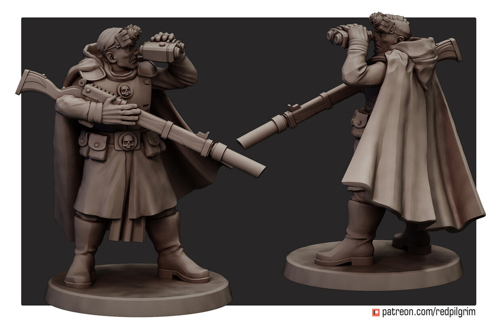 Astra Militarum Гвардеец разведчик с длинным лазганом миниатюра для AOS,Waha, Настольная игра, НРИ, Варгейм, РПГ