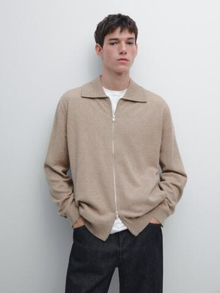 Massimo Dutti Кардиган на молнии, песочный